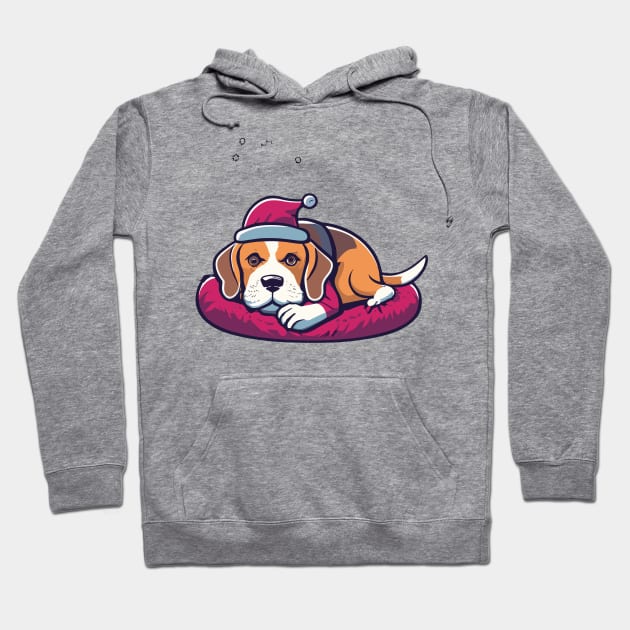 Beagle Dog On A Bed Christmas Hoodie by Graceful Designs